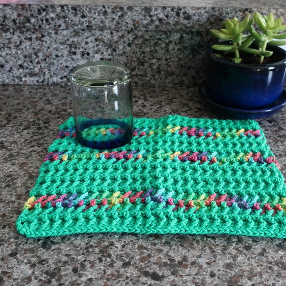Multicolored Crochet Dish Drying Mats 100% Cotton Kitchen - Picture 4 of 13